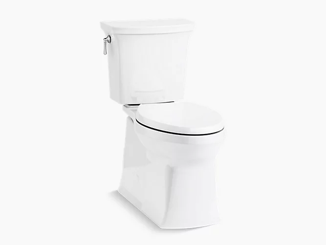 Two-piece elongated 1.28 gpf toilet with ContinuousClean, skirted trapway, left-hand trip lever and Revolution 360™ swirl flushing technology, seat not included-1-large